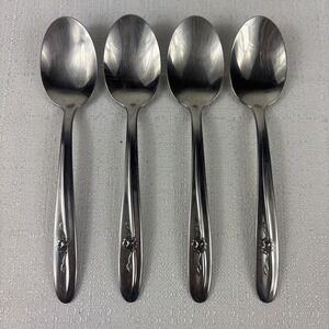 Sears Roebuck Provincial Rose Stainless Teaspoon 6 1/8"‎ Set Of 4
